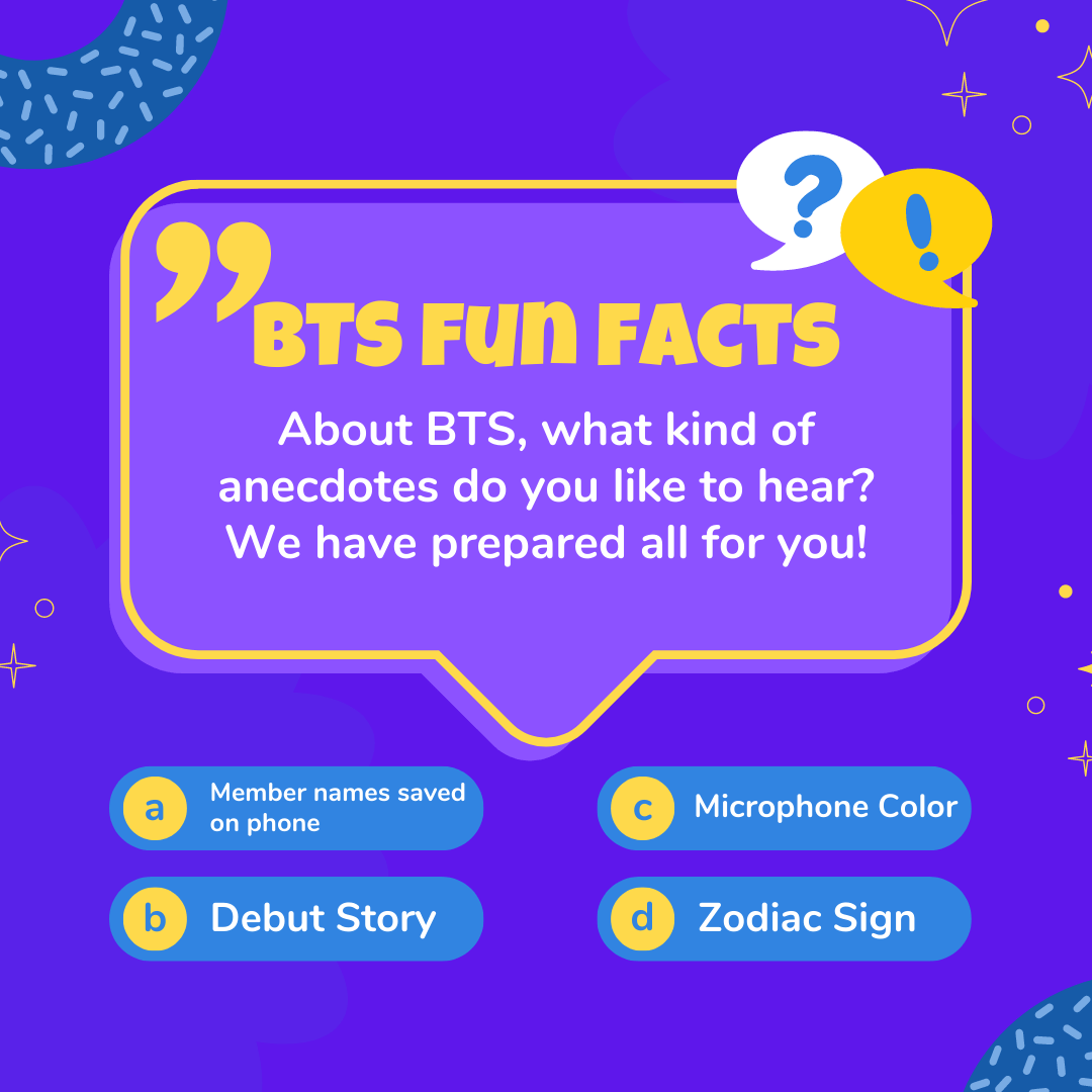 100 BTS Fun Facts: All You Want To Know Blue Yellow And White Playful Illustrative Quiz Time Instagram Post